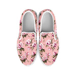 Shabby Chic Vintage Floral Print White Slip On Shoes