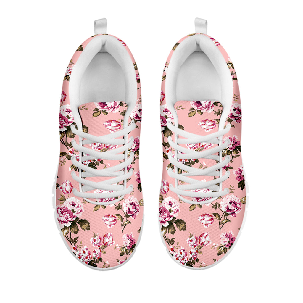 Shabby Chic Vintage Floral Print White Sneakers