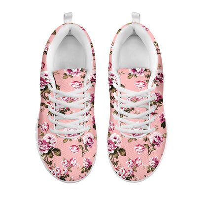 Shabby Chic Vintage Floral Print White Sneakers