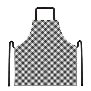 Shadow Grey And White Gingham Print Apron