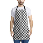 Shadow Grey And White Gingham Print Apron