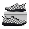 Shadow Grey And White Gingham Print Black Running Shoes
