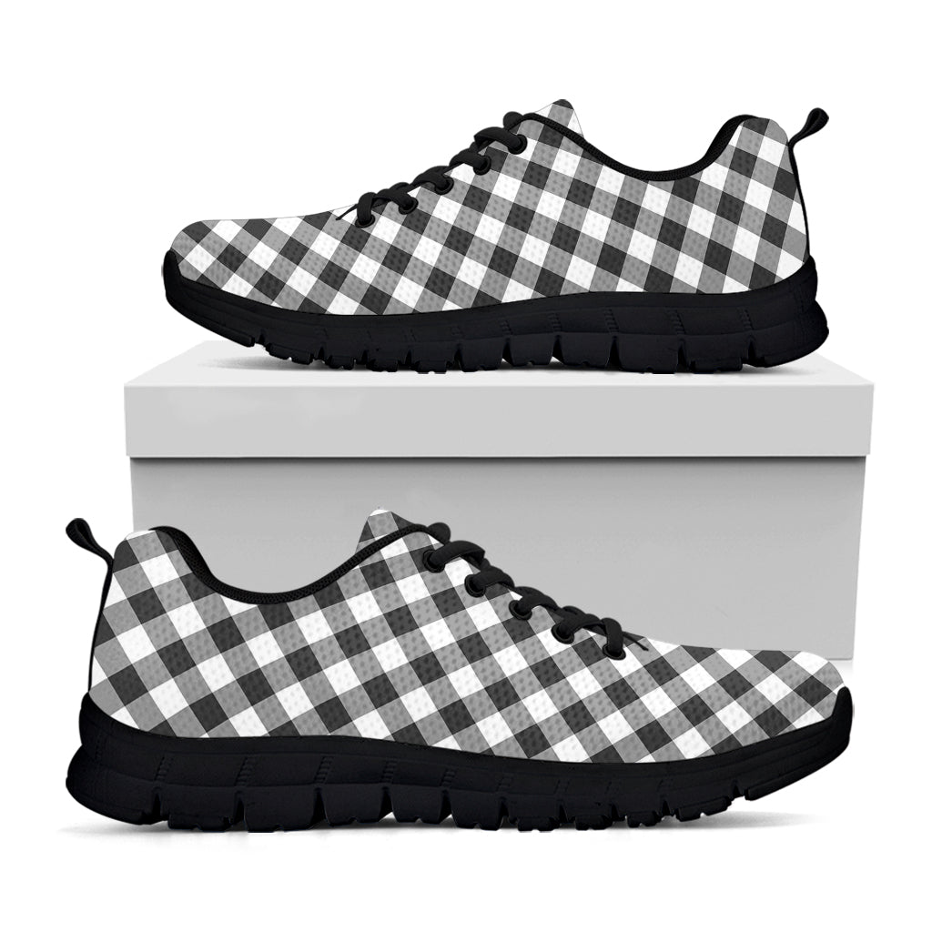 Shadow Grey And White Gingham Print Black Sneakers