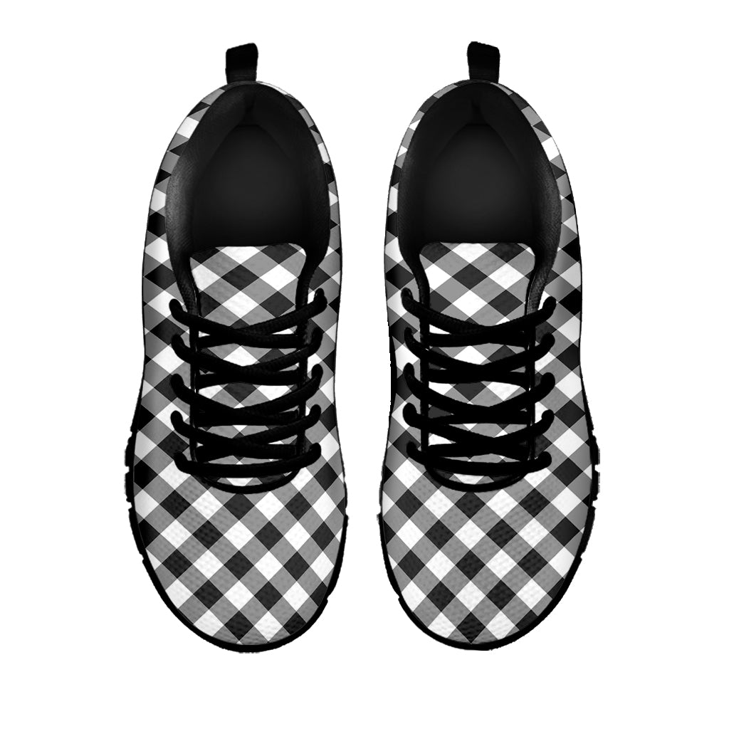 Shadow Grey And White Gingham Print Black Sneakers