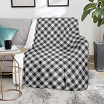 Shadow Grey And White Gingham Print Blanket