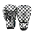 Shadow Grey And White Gingham Print Boxing Gloves