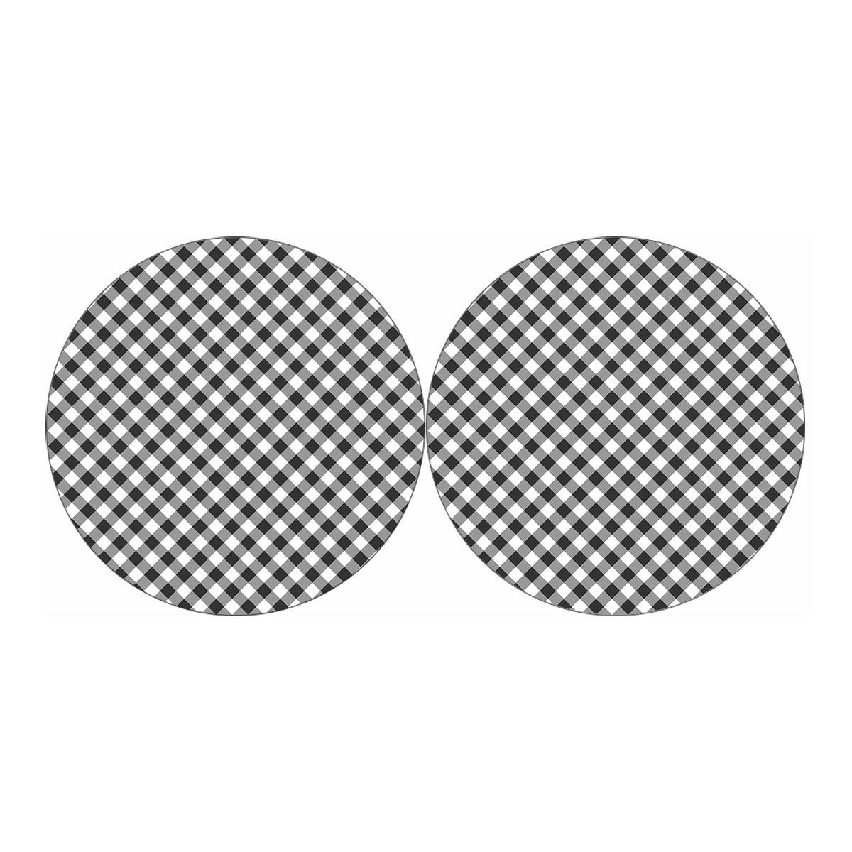Shadow Grey And White Gingham Print Car Coasters