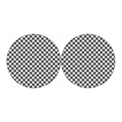 Shadow Grey And White Gingham Print Car Coasters