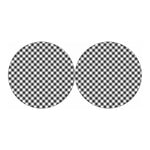 Shadow Grey And White Gingham Print Car Coasters