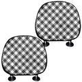 Shadow Grey And White Gingham Print Car Headrest Covers