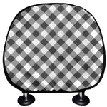 Shadow Grey And White Gingham Print Car Headrest Covers