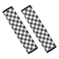 Shadow Grey And White Gingham Print Car Seat Belt Covers