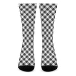 Shadow Grey And White Gingham Print Crew Socks