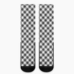 Shadow Grey And White Gingham Print Crew Socks