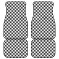 Shadow Grey And White Gingham Print Front and Back Car Floor Mats