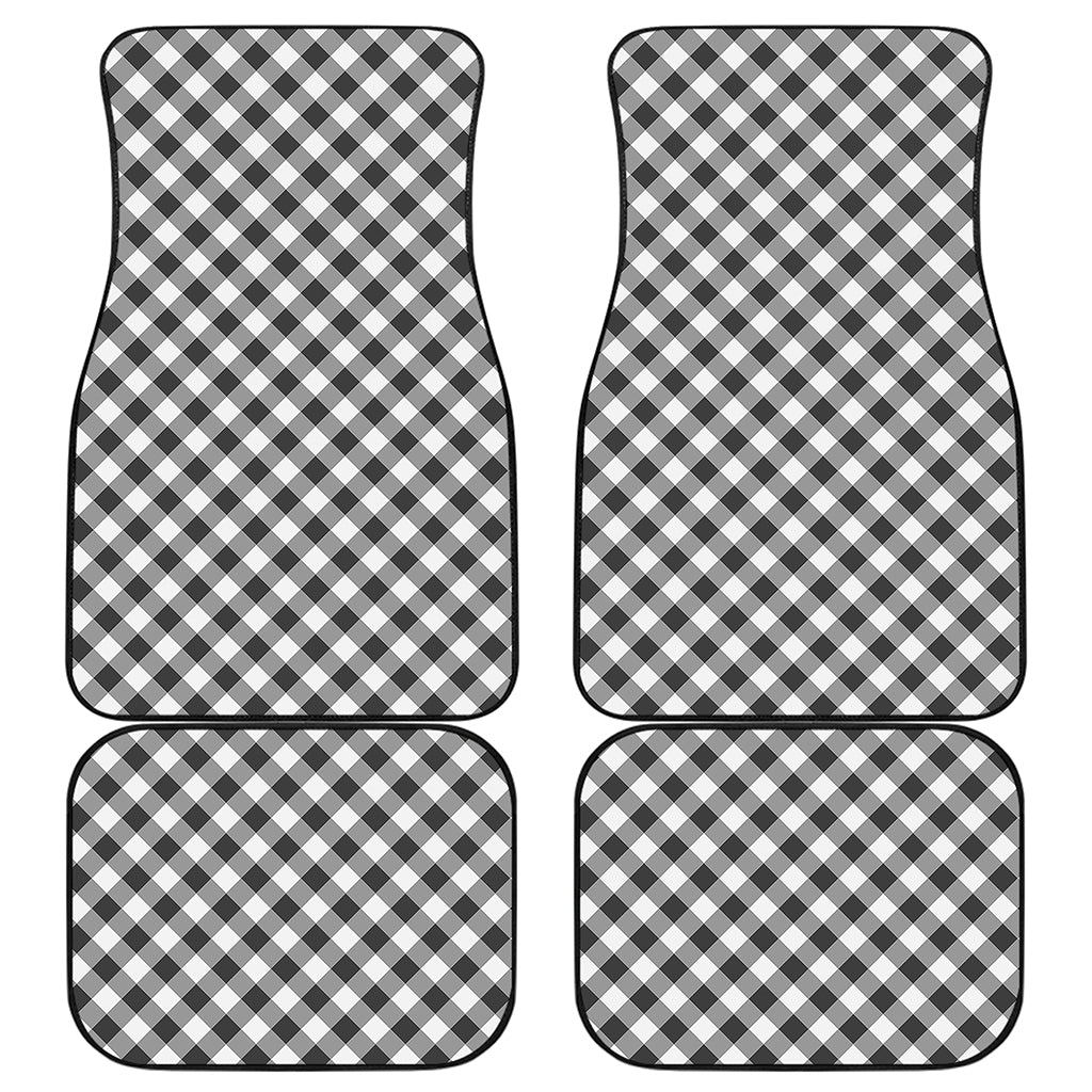 Shadow Grey And White Gingham Print Front and Back Car Floor Mats