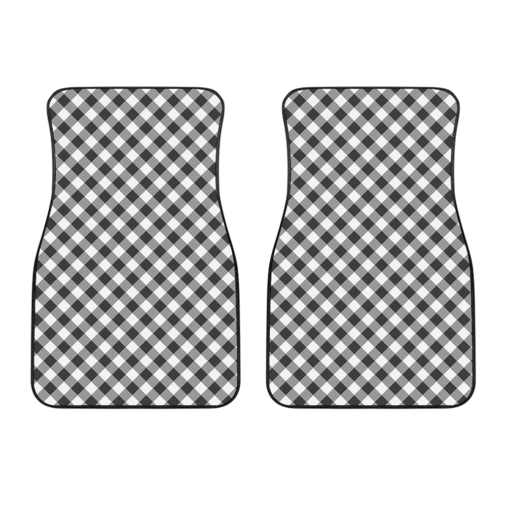 Shadow Grey And White Gingham Print Front Car Floor Mats