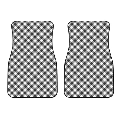 Shadow Grey And White Gingham Print Front Car Floor Mats
