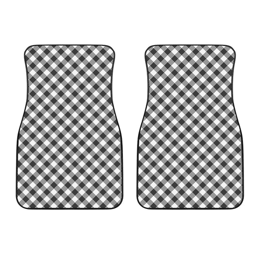 Shadow Grey And White Gingham Print Front Car Floor Mats