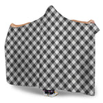 Shadow Grey And White Gingham Print Hooded Blanket