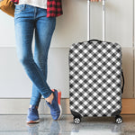 Shadow Grey And White Gingham Print Luggage Cover