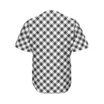 Shadow Grey And White Gingham Print Men's Baseball Jersey