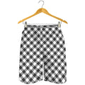 Shadow Grey And White Gingham Print Men's Shorts