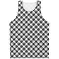 Shadow Grey And White Gingham Print Men's Tank Top