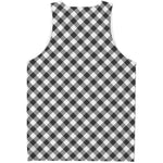 Shadow Grey And White Gingham Print Men's Tank Top