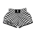 Shadow Grey And White Gingham Print Muay Thai Boxing Shorts