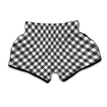 Shadow Grey And White Gingham Print Muay Thai Boxing Shorts