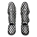 Shadow Grey And White Gingham Print Muay Thai Shin Guards
