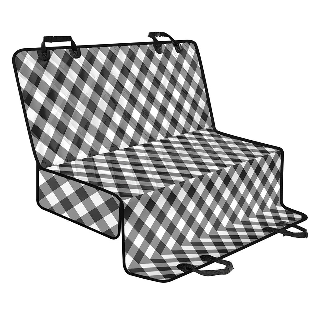 Shadow Grey And White Gingham Print Pet Car Back Seat Cover