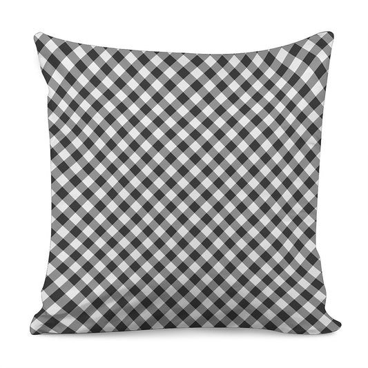 Shadow Grey And White Gingham Print Pillow Cover