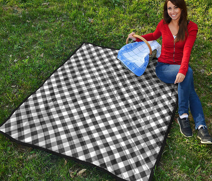 Shadow Grey And White Gingham Print Quilt