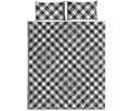 Shadow Grey And White Gingham Print Quilt Bed Set