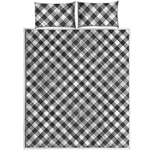 Shadow Grey And White Gingham Print Quilt Bed Set