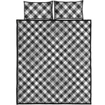 Shadow Grey And White Gingham Print Quilt Bed Set