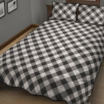 Shadow Grey And White Gingham Print Quilt Bed Set