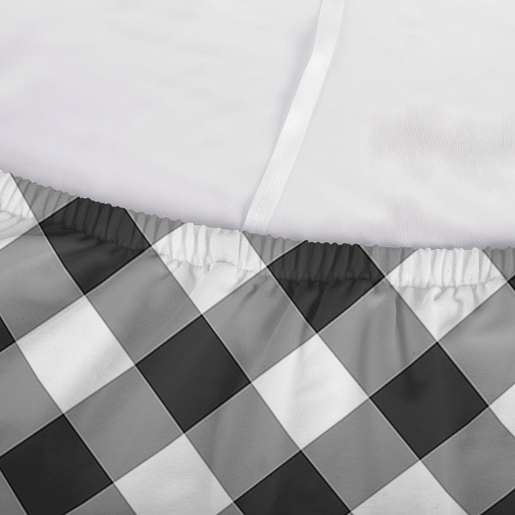 Shadow Grey And White Gingham Print Sofa Cover
