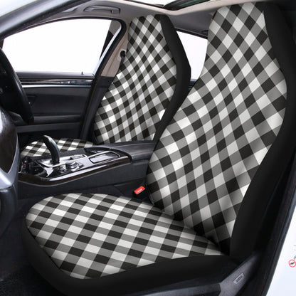 Shadow Grey And White Gingham Print Universal Fit Car Seat Covers