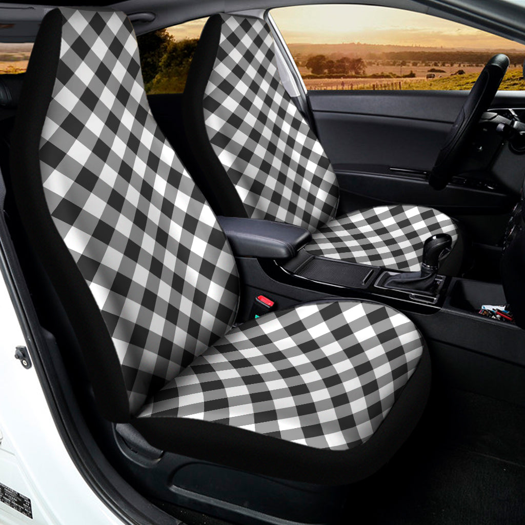 Shadow Grey And White Gingham Print Universal Fit Car Seat Covers