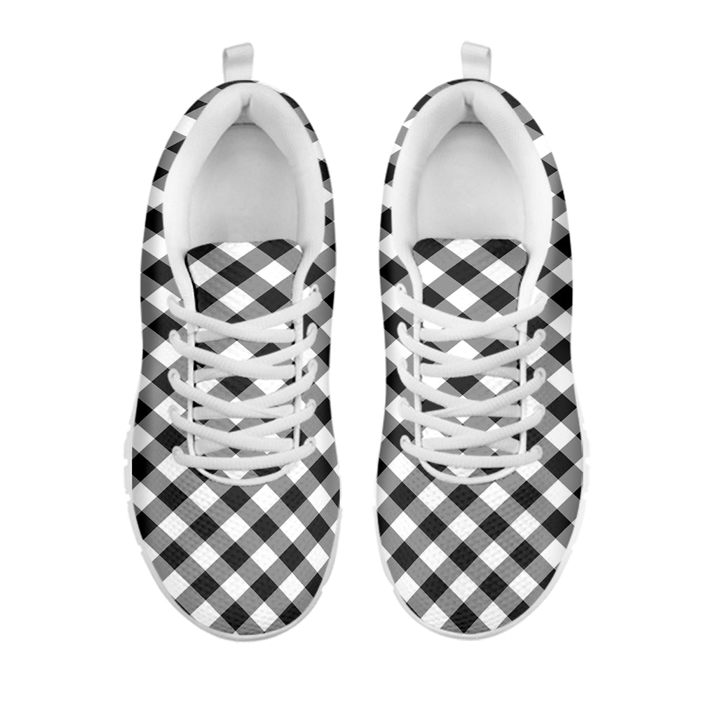 Shadow Grey And White Gingham Print White Sneakers