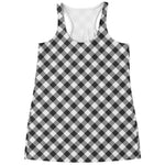 Shadow Grey And White Gingham Print Women's Racerback Tank Top