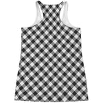 Shadow Grey And White Gingham Print Women's Racerback Tank Top