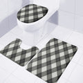Shadow Grey Argyle Pattern Print 3 Piece Bath Mat Set