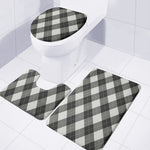 Shadow Grey Argyle Pattern Print 3 Piece Bath Mat Set