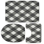 Shadow Grey Argyle Pattern Print 3 Piece Bath Mat Set