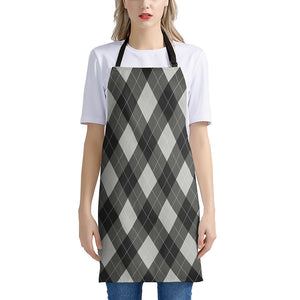 Shadow Grey Argyle Pattern Print Apron