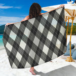 Shadow Grey Argyle Pattern Print Beach Sarong Wrap